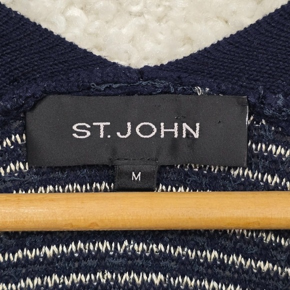 St John Open Cardigan Womens Medium Black Gray Short Sleeve Sweater Sequins READ - Picture 4 of 13